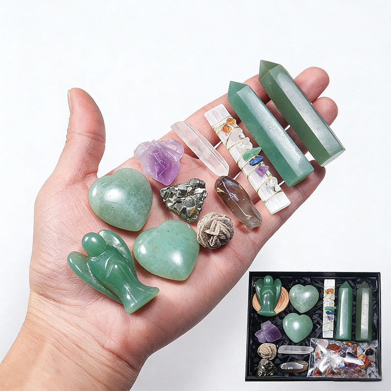 Olivenorma Natural stone Angel&Tower&Heart Crystal Box Set - Green Aventurine - image 11