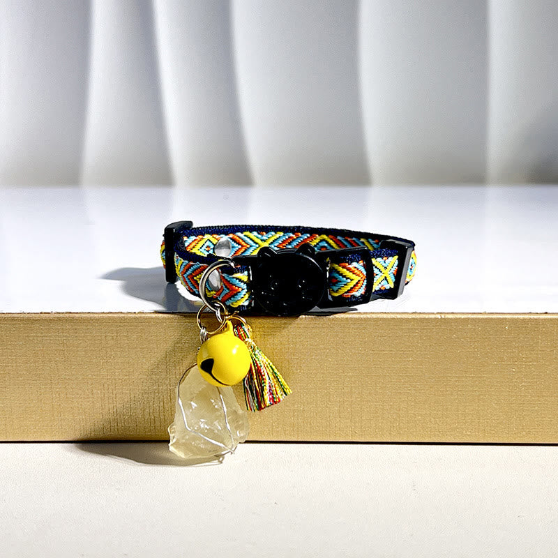 Olivenorma Cute Kitten Healing Crystal Bohemian Style Pet Collar - Citrine - image 3