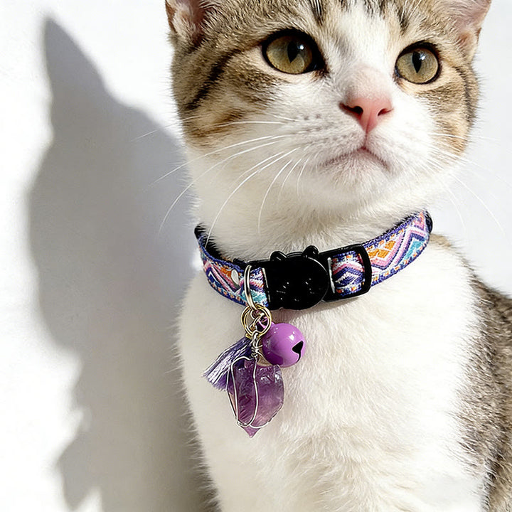 Olivenorma Cute Kitten Healing Crystal Bohemian Style Pet Collar - image 0
