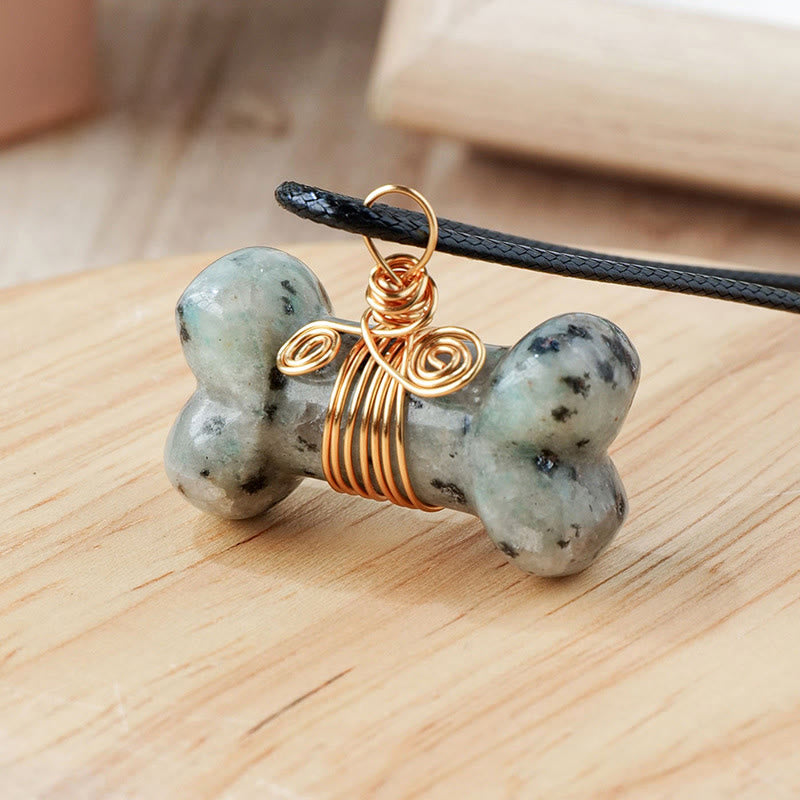Olivenorma Natural Stone Crystal Bone Pendant Necklace - Green Jade - image 5