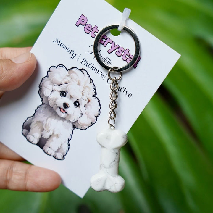 Olivenorma Natural Stone Dog Bone Shaped Keychain - White Howlite - image 13
