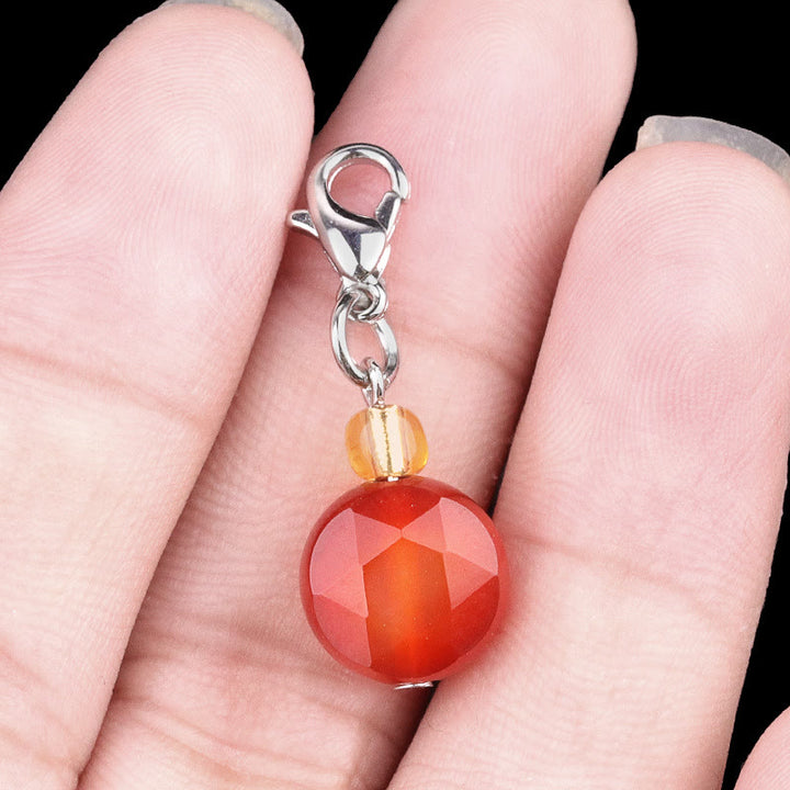 Olivenorma Natural Stone Crystal Hexagram Keychain - Red Agate - image 3