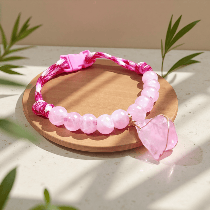 Olivenorma Gentle Calm Rose Quartz Pet Collar - Rose Quartz - Adjustable 25-35cm - image 1