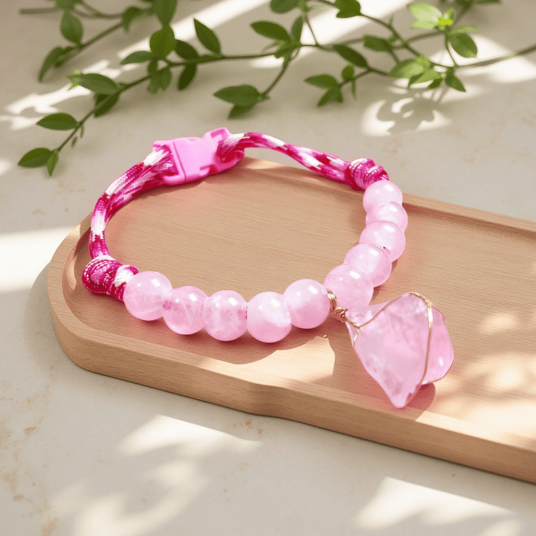 Olivenorma Gentle Calm Rose Quartz Pet Collar - Rose Quartz - Adjustable 30-40cm - image 3