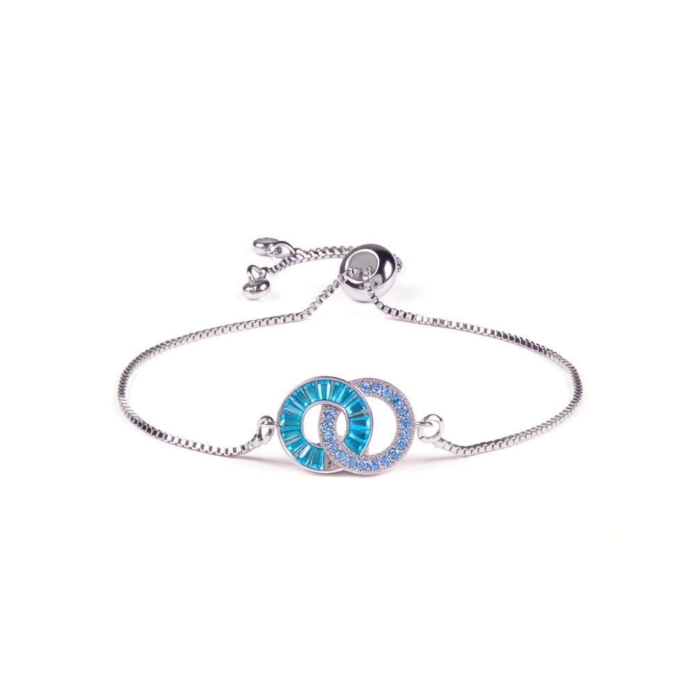 Olivenorma Custom Birthstone Gifts for Mother & Daughter Linking Circles Bracelet & Necklace - Bracelet - Silver - 2 Birthstones - image 1