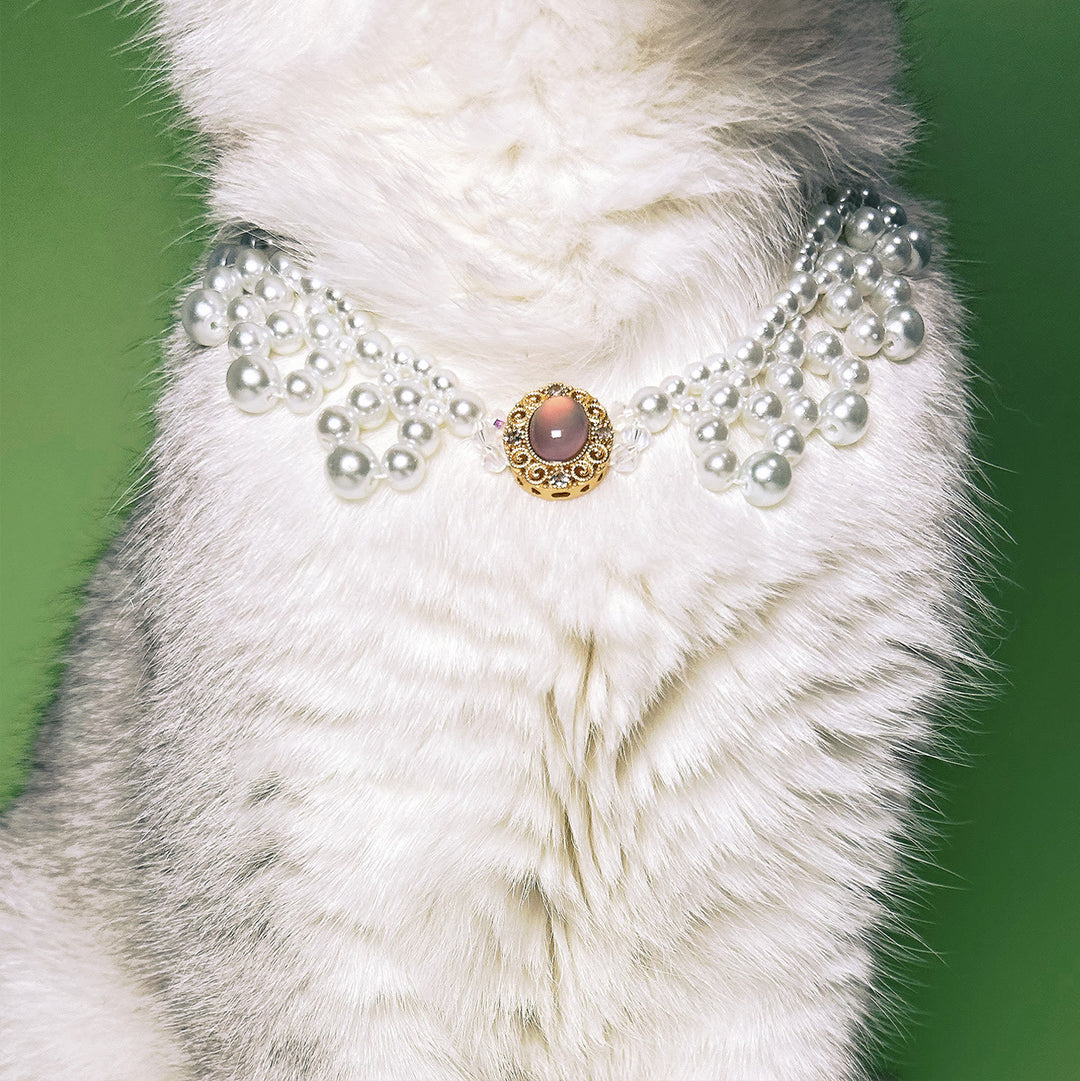 Olivenorma Handmade Pearl Vintage Pet Collar Necklace - image 0
