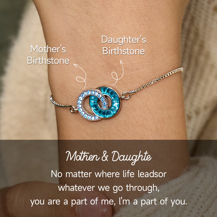 Olivenorma Custom Birthstone Gifts for Mother & Daughter Linking Circles Bracelet & Necklace - image 4