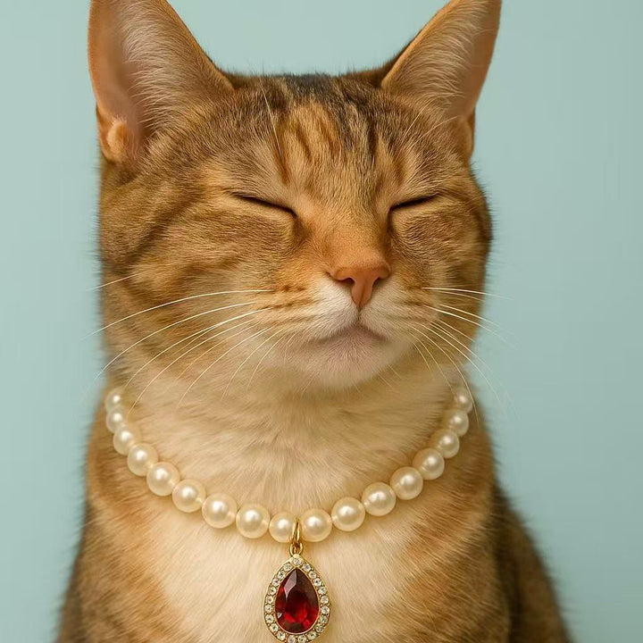 Olivenorma Natural Crystal Cute Kitten Elegant Pearl Pet Collar - image 2