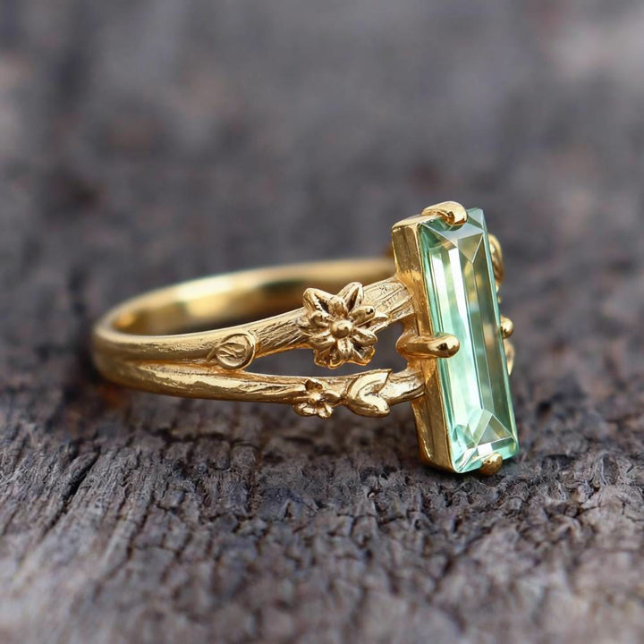 FREE Today: Baguette Cut Green Emerald Zircon Engagement Ring - image 6