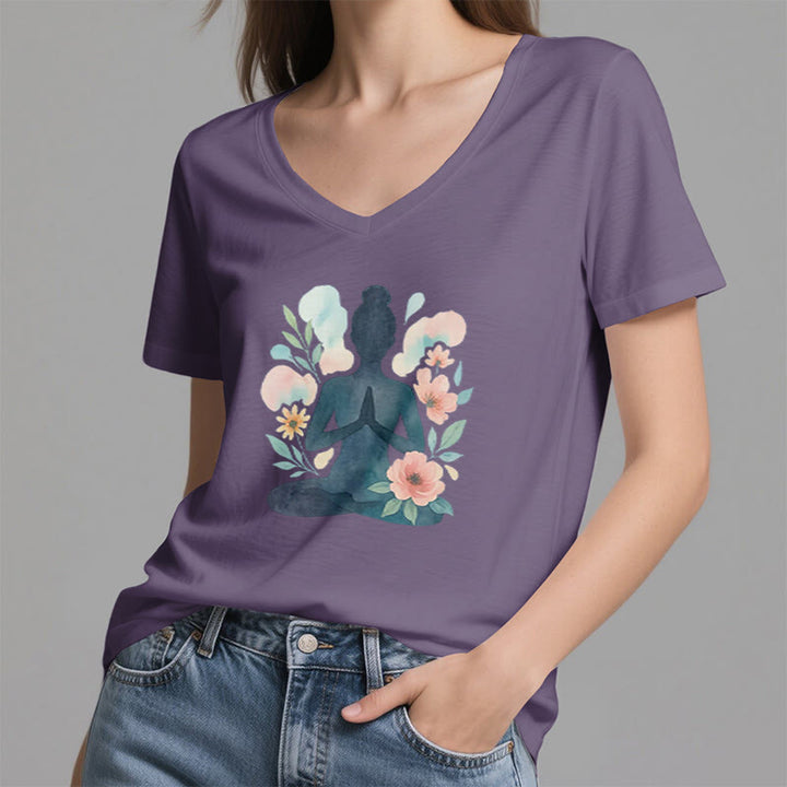 Olivenorma Inner Strength V-Neck Yoga Meditation T-Shirt - image 8