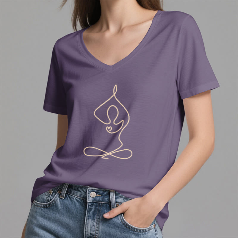 Olivenorma Focus Balance V-Neck Yoga Meditation T-Shirt - image 10