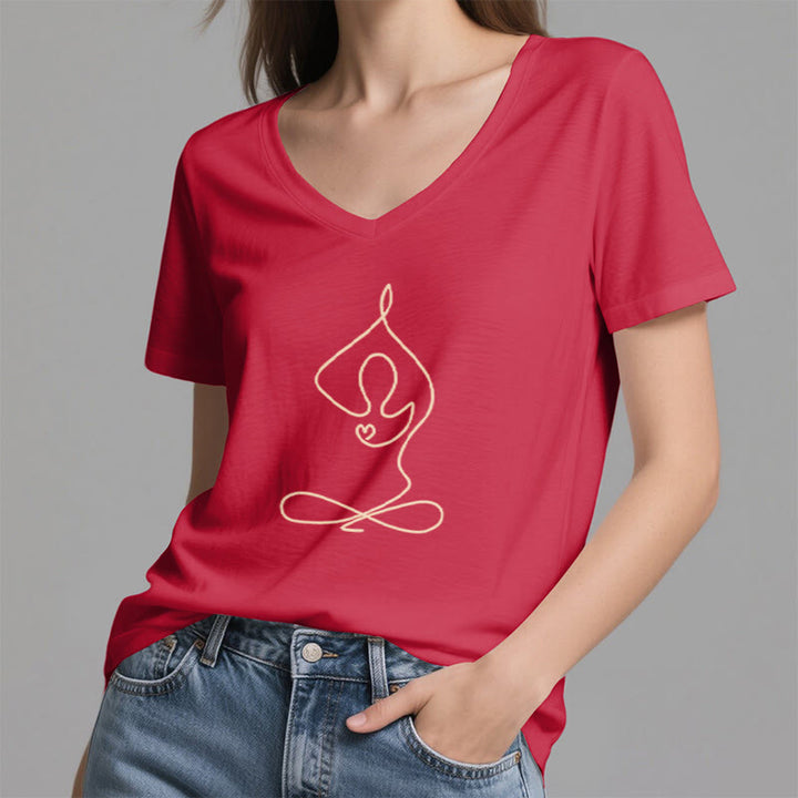 Olivenorma Focus Balance V-Neck Yoga Meditation T-Shirt - image 22