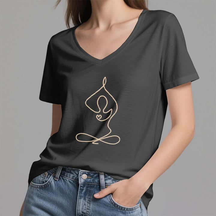 Olivenorma Focus Balance V-Neck Yoga Meditation T-Shirt - image 8