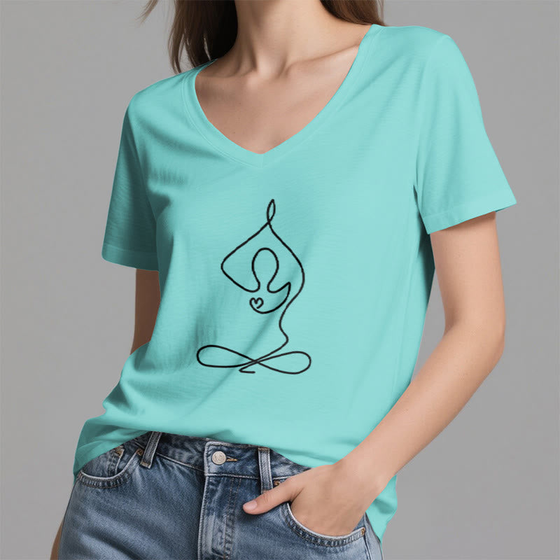 Olivenorma Focus Balance V-Neck Yoga Meditation T-Shirt - image 14