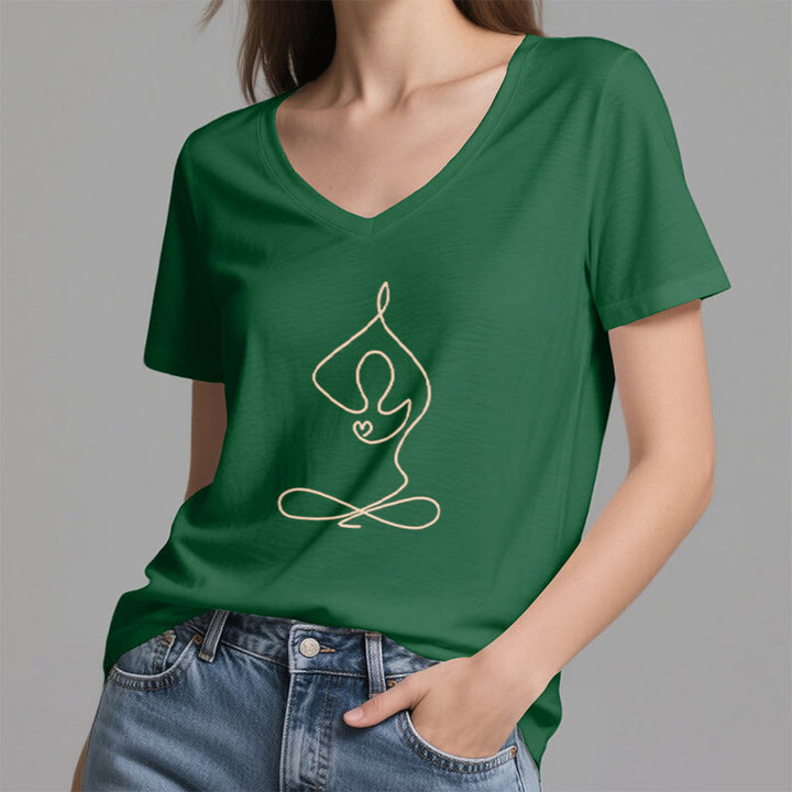 Olivenorma Focus Balance V-Neck Yoga Meditation T-Shirt - image 18