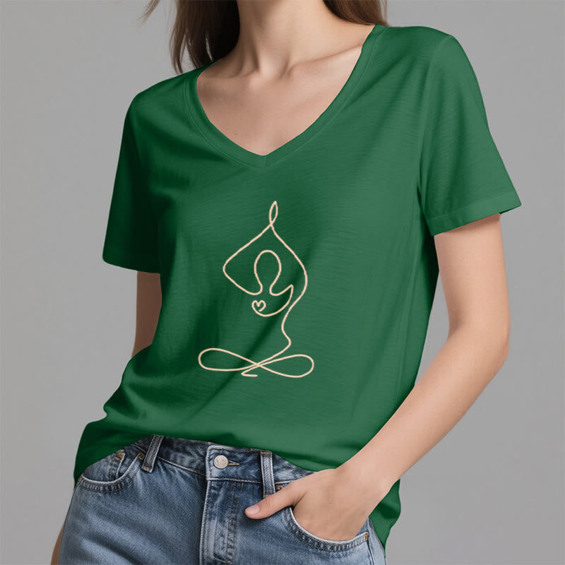 Olivenorma Focus Balance V-Neck Yoga Meditation T-Shirt - image 18