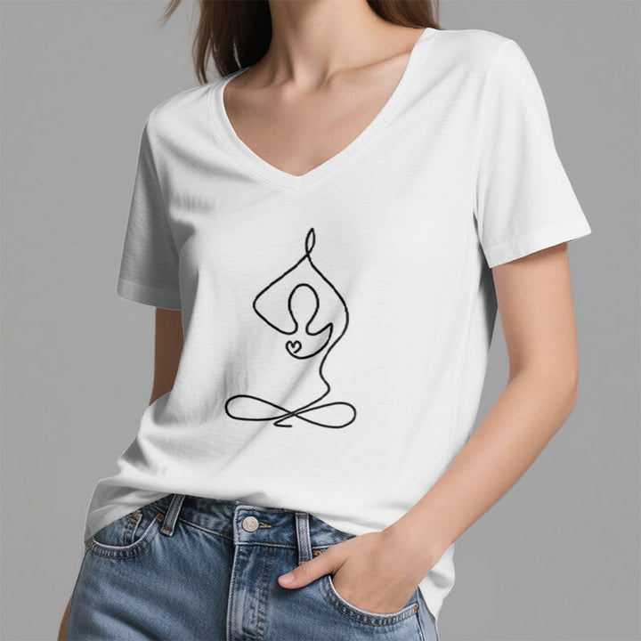 Olivenorma Focus Balance V-Neck Yoga Meditation T-Shirt - image 4