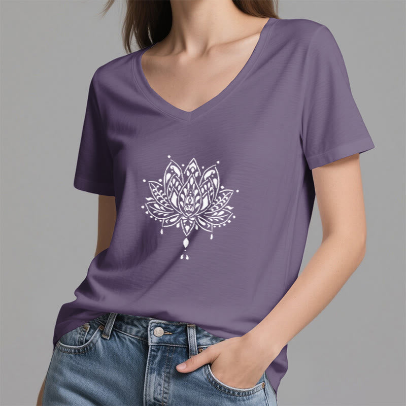 Olivenorma Mandala Energy Harmony V-Neck Yoga Meditation T-Shirt - image 10