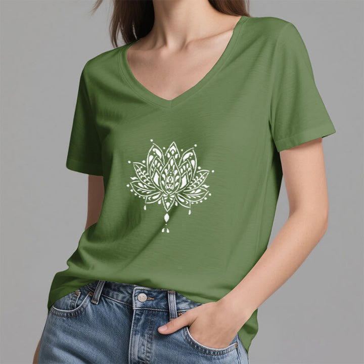 Olivenorma Mandala Energy Harmony V-Neck Cotton Yoga Meditation T-Shirt - image 20