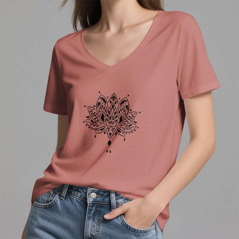 Olivenorma Mandala Energy Harmony V-Neck Yoga Meditation T-Shirt - image 12