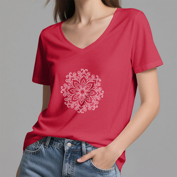 Olivenorma Mandala Inner Strength V-Neck Yoga Meditation T-Shirt - image 22