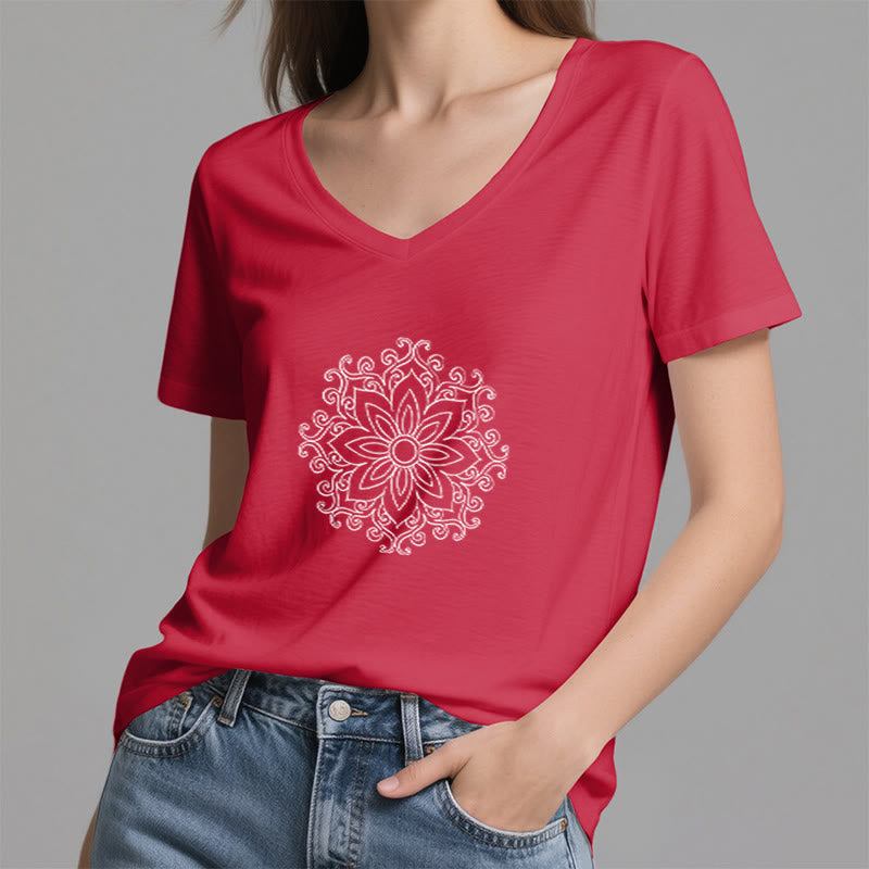 Olivenorma Mandala Inner Strength V-Neck Yoga Meditation T-Shirt - image 22