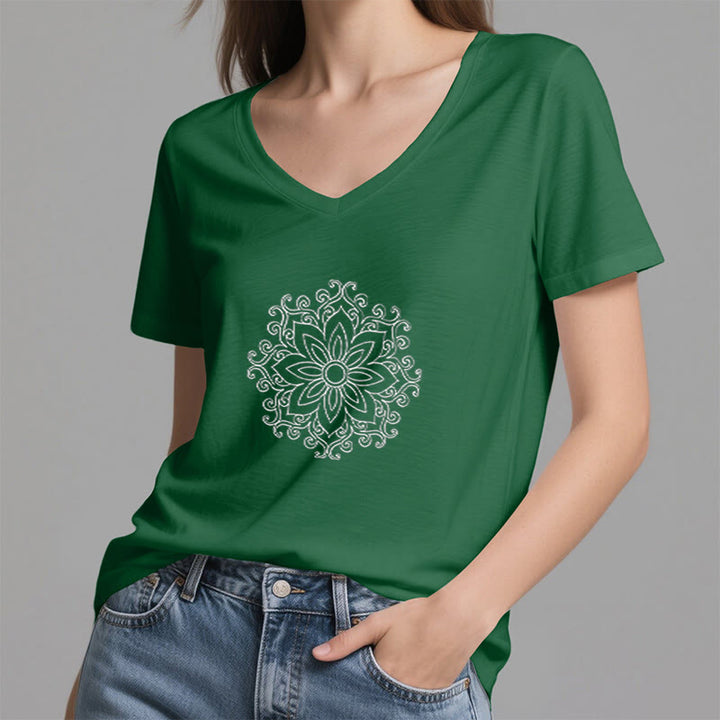 Olivenorma Mandala Inner Strength V-Neck Yoga Meditation T-Shirt - image 18