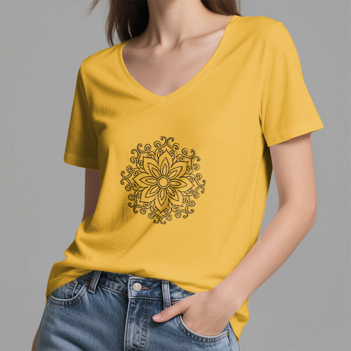 Olivenorma Mandala Inner Strength V-Neck Yoga Meditation T-Shirt - image 24