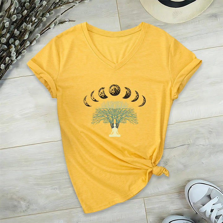 Olivenorma Tree Of Life V-Neck Yoga Meditation T-Shirt - Yellow - 2XL - image 23
