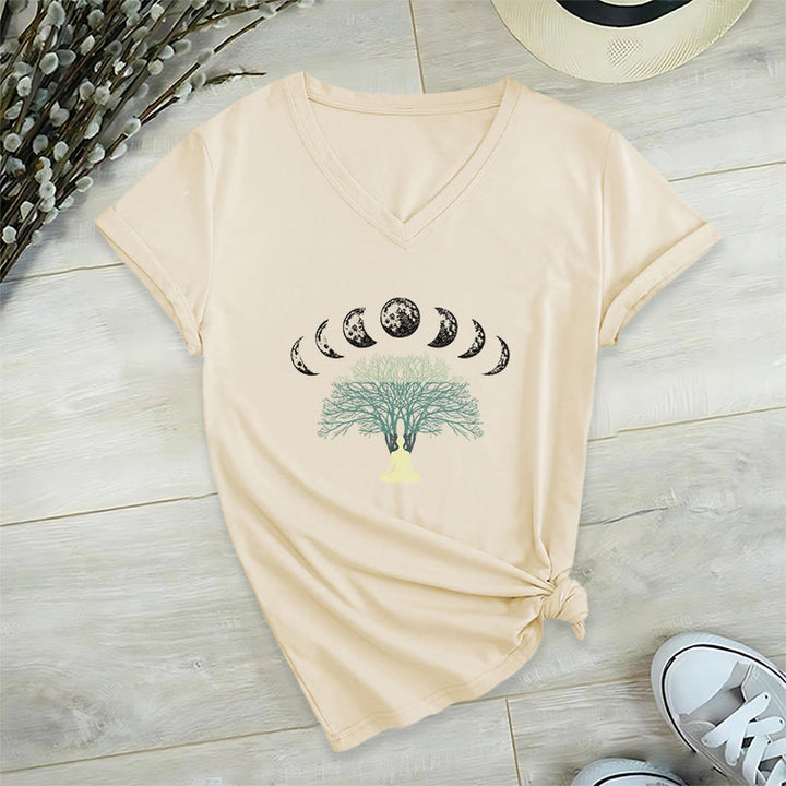 Olivenorma Tree Of Life V-Neck Yoga Meditation T-Shirt - Khaki - 2XL - image 15