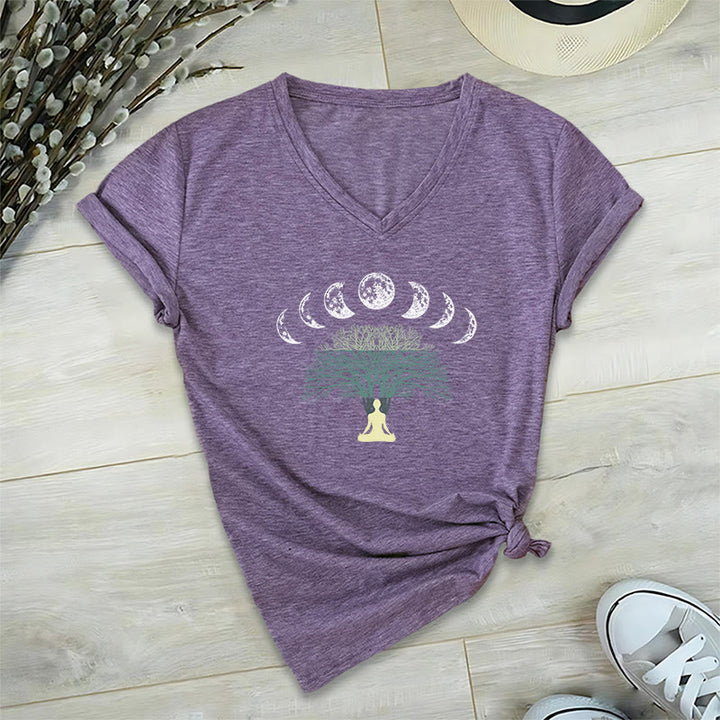 Olivenorma Tree Of Life V-Neck Yoga Meditation T-Shirt - Purple - 2XL - image 9
