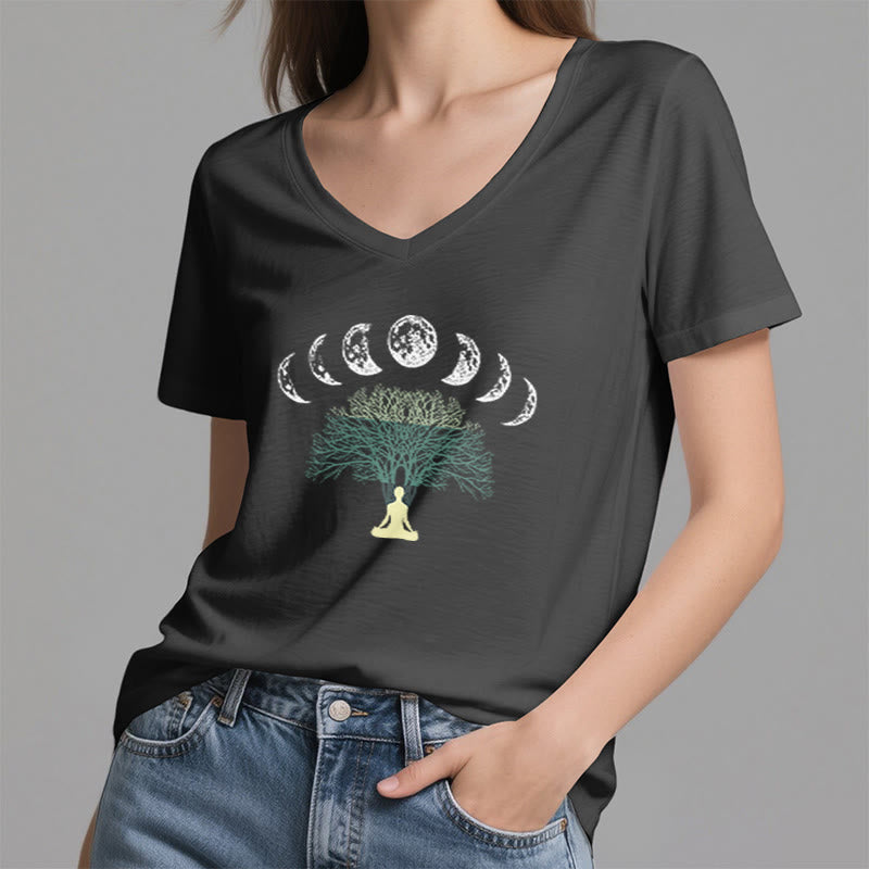 Olivenorma Tree Of Life V-Neck Yoga Meditation T-Shirt - image 8