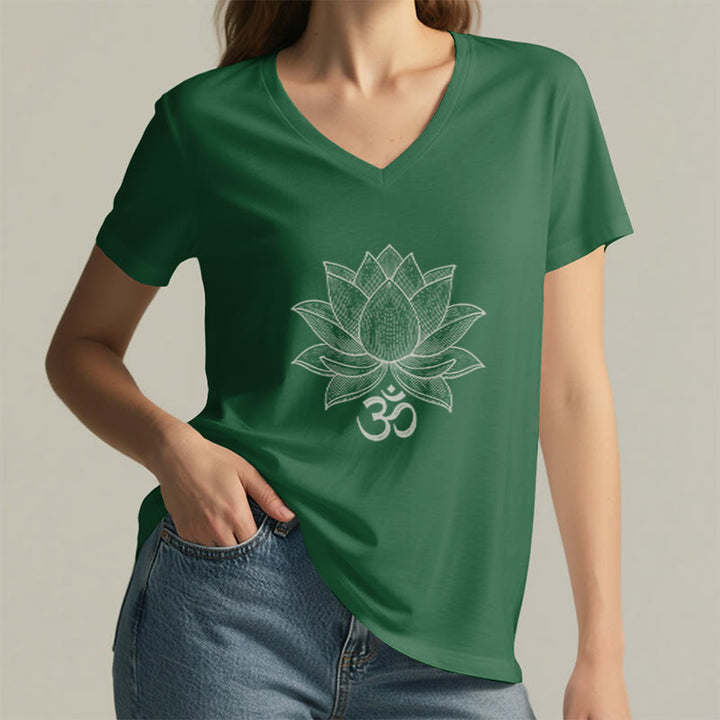 Olivenorma Lotus Mindful Power V-Neck Yoga Meditation T-Shirt - image 18