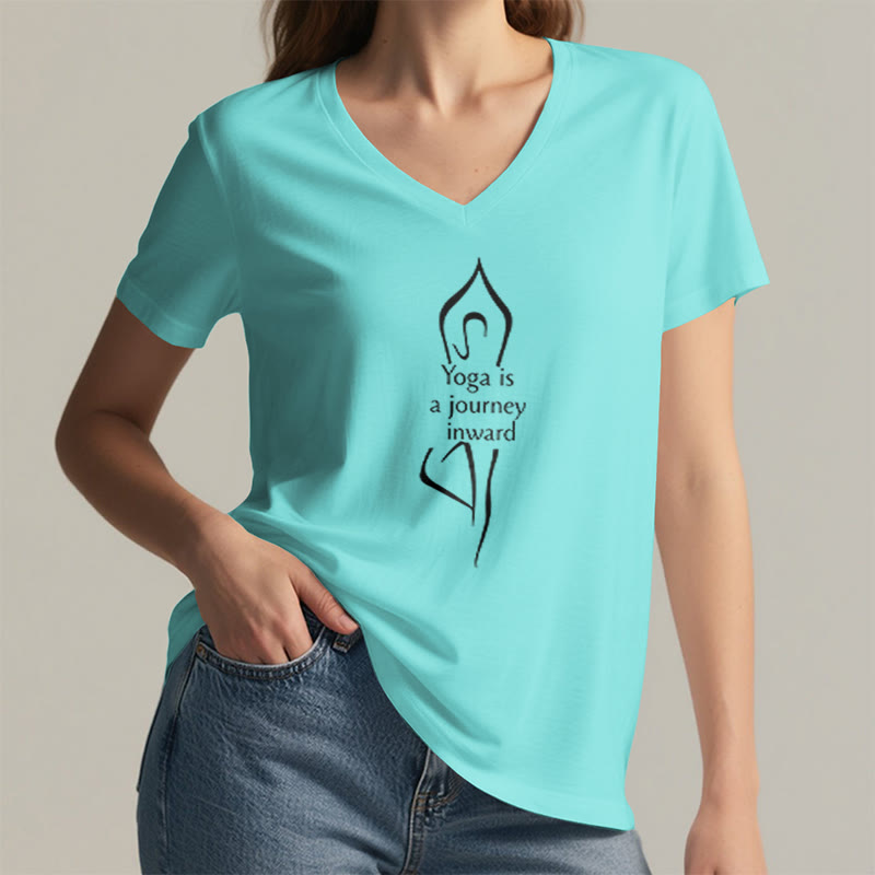Olivenorma "Yoga is a journey inward" V-Neck Meditation T-Shirt - image 14