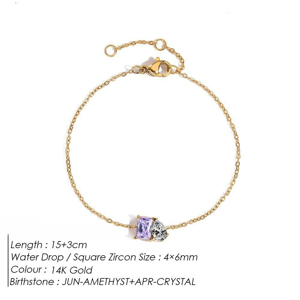 Olivenorma Birthstone Teardrop Friendship Bracelet - June - image 10