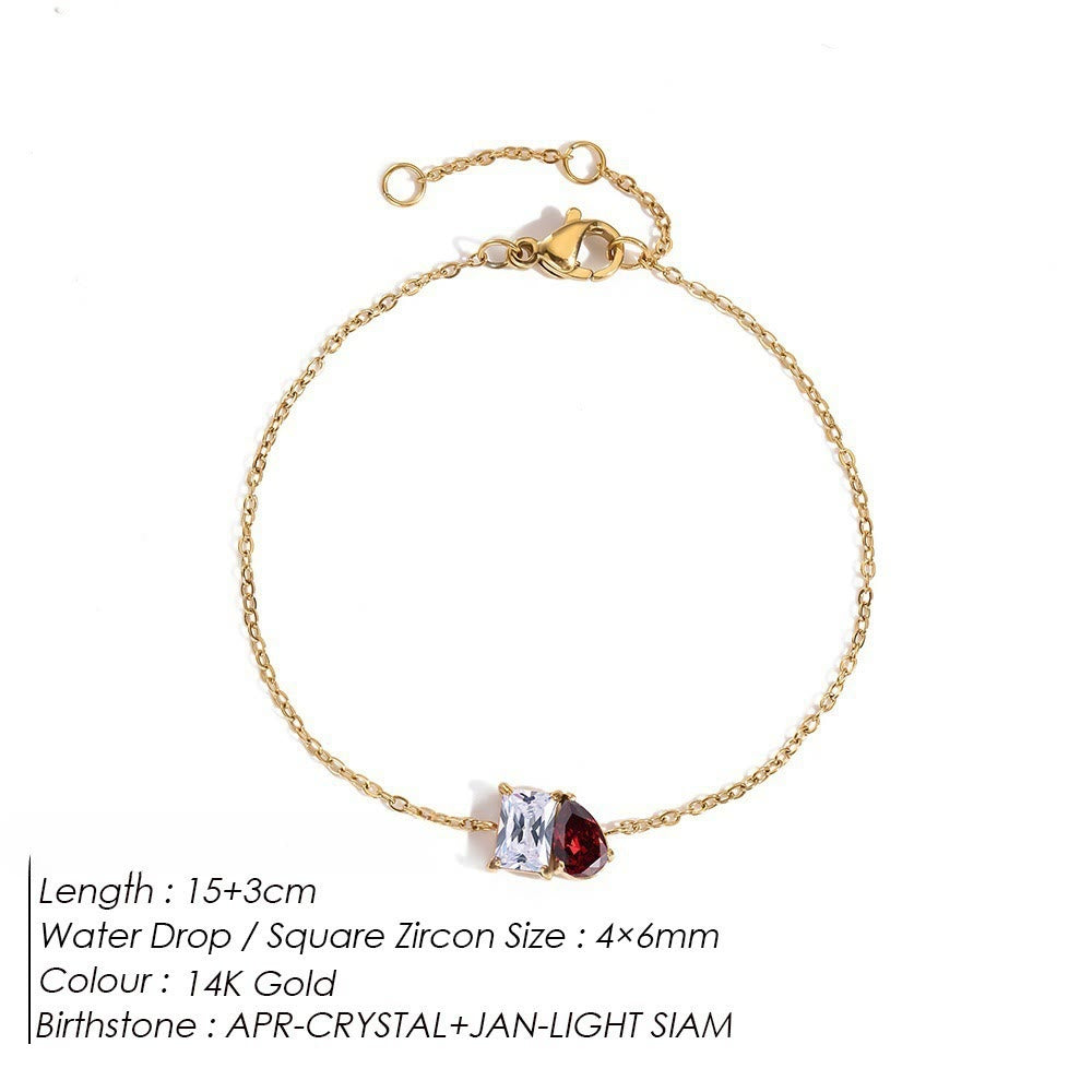 Olivenorma Birthstone Teardrop Friendship Bracelet - April - image 8