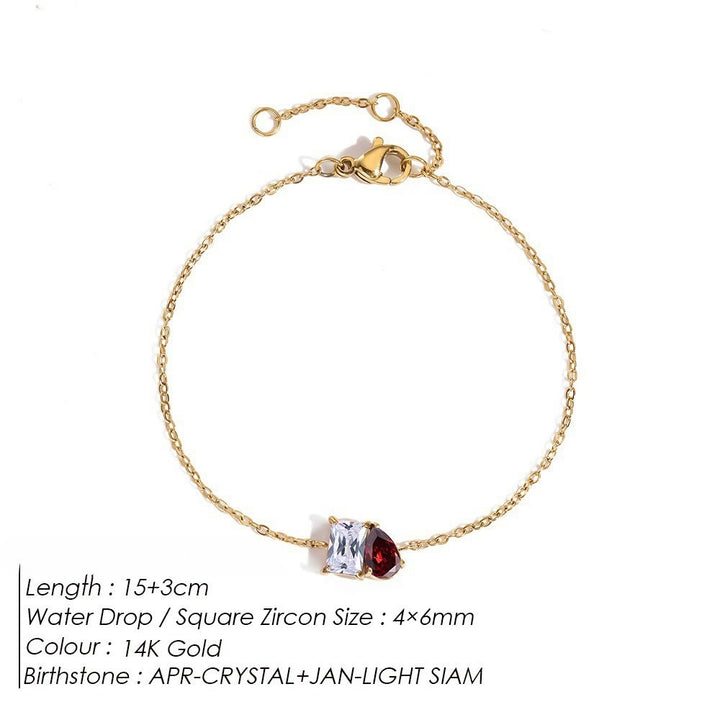 Olivenorma Birthstone Teardrop Friendship Bracelet - April - image 8
