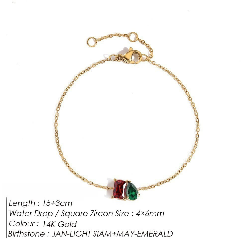 Olivenorma Birthstone Teardrop Friendship Bracelet - January - image 2