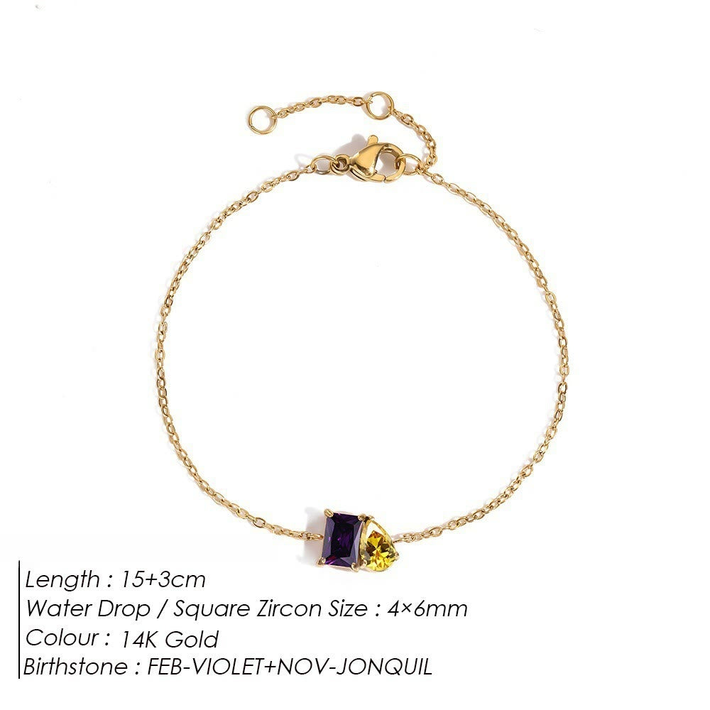 Olivenorma Birthstone Teardrop Friendship Bracelet - February - image 6