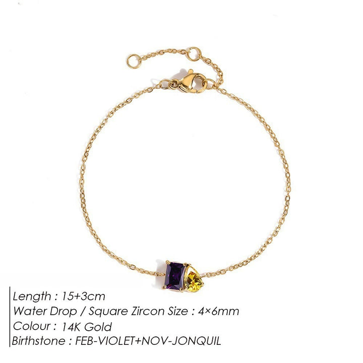 Olivenorma Birthstone Teardrop Friendship Bracelet - February - image 6