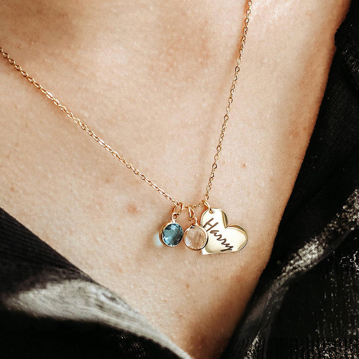 Olivenorma Personalized Heart Name Birthstone Necklace - image 1