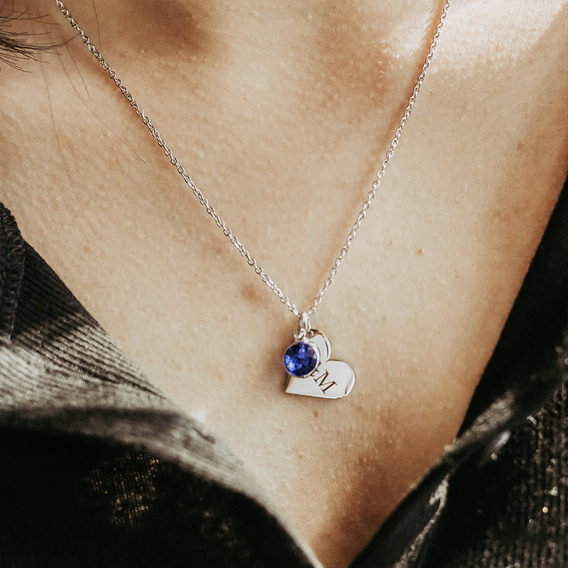 Olivenorma Personalized Heart Name Birthstone Necklace - image 2