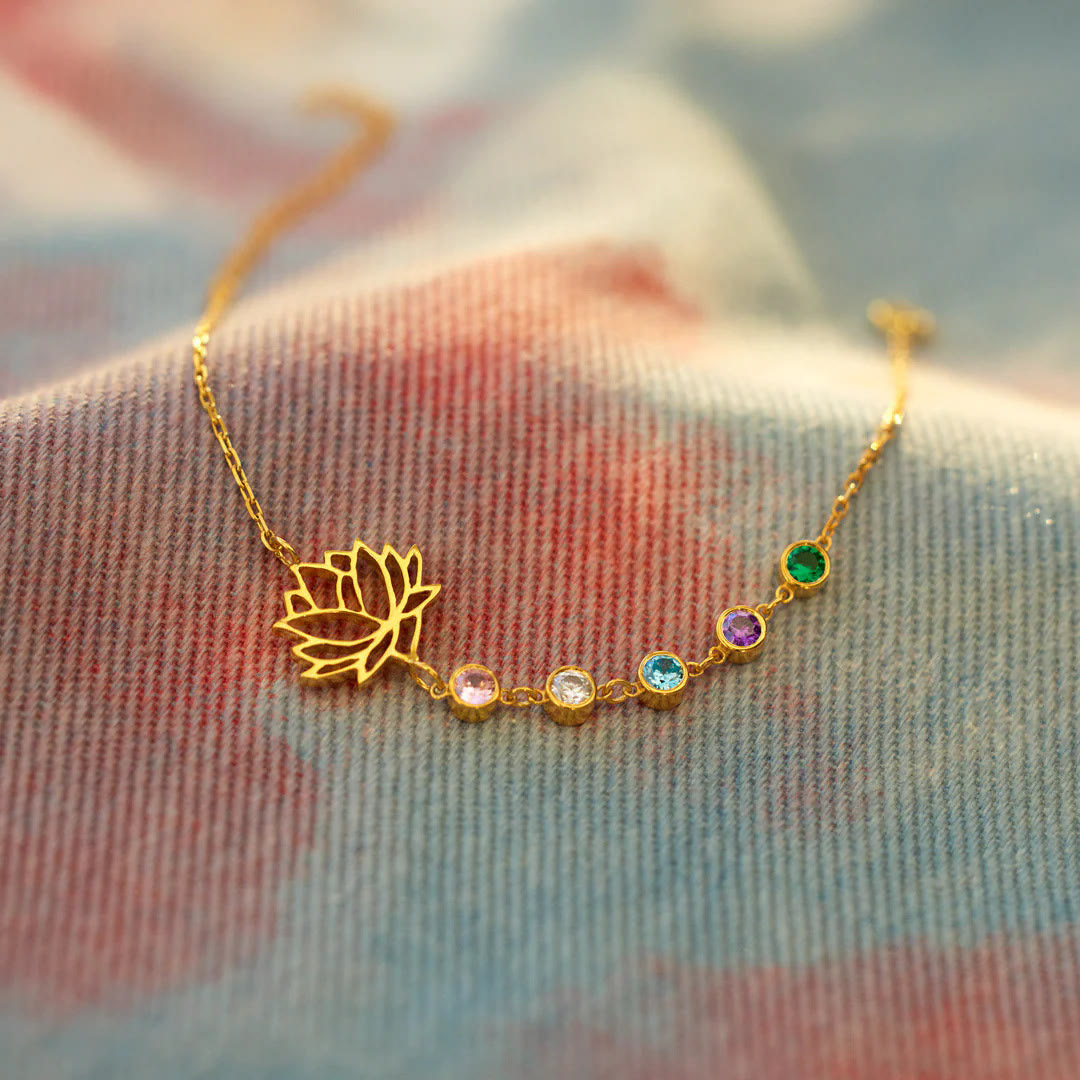 Olivenorma Lotus Birthstone Flower Personalized Bracelet - 7 Birthstones - image 2