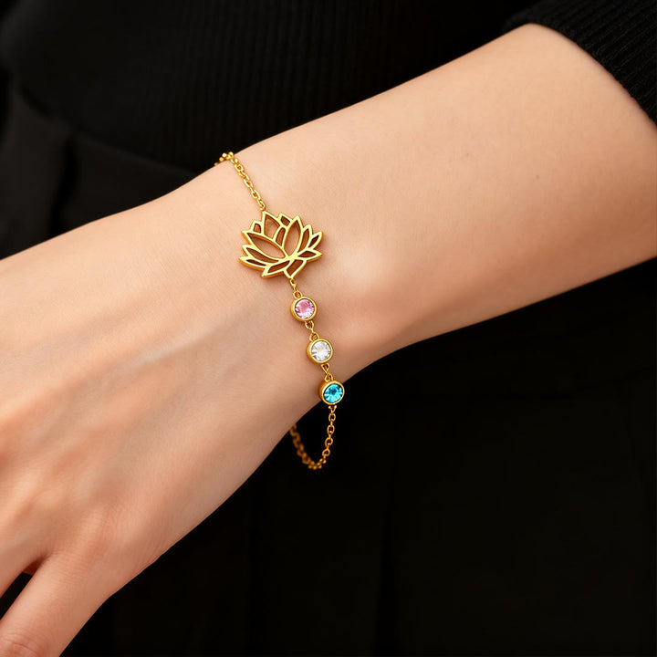Olivenorma Lotus Birthstone Flower Personalized Bracelet - image 7