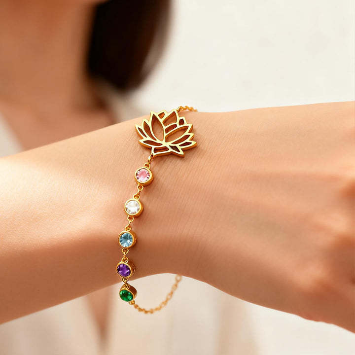 Olivenorma Lotus Birthstone Flower Personalized Bracelet - image 6