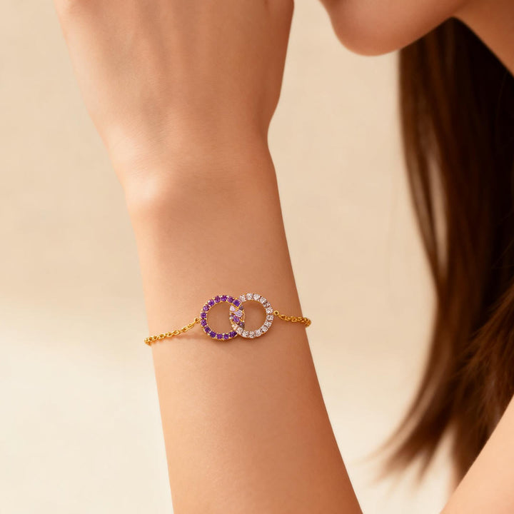 Olivenorma Mother&Daughter Diamond Circle Birthstone Bracelet - image 2