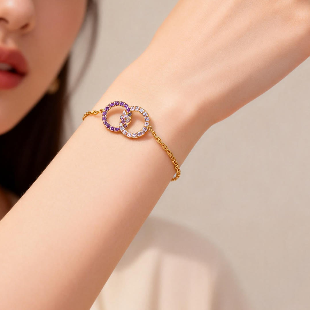 Olivenorma Mother&Daughter Diamond Circle Birthstone Bracelet - image 7