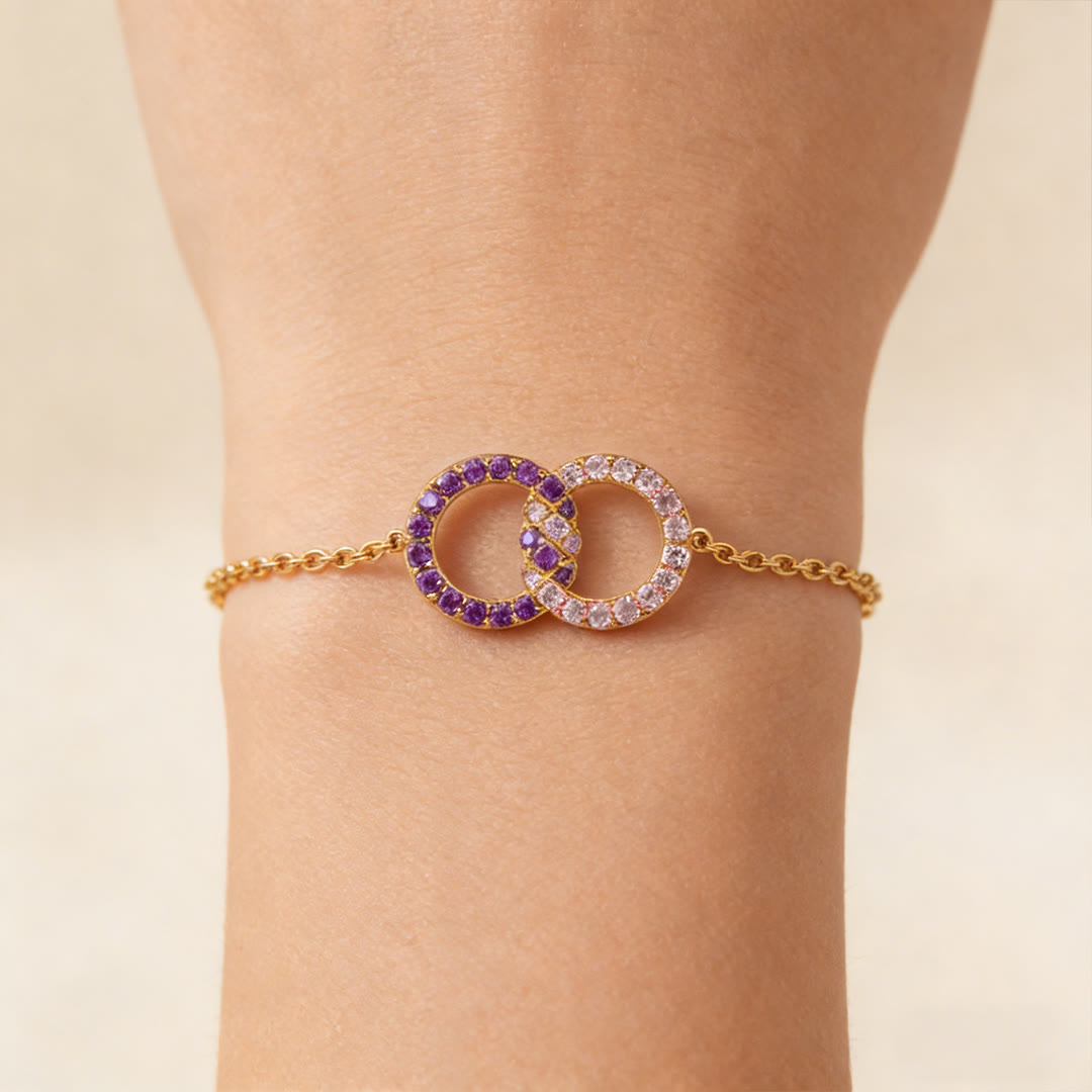Olivenorma Mother&Daughter Diamond Circle Birthstone Bracelet - image 6