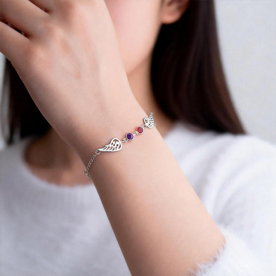 Olivenorma Elegant Birthstone Angel Wings Bracelet - image 2