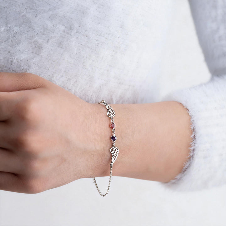 Olivenorma Elegant Birthstone Angel Wings Bracelet - image 6